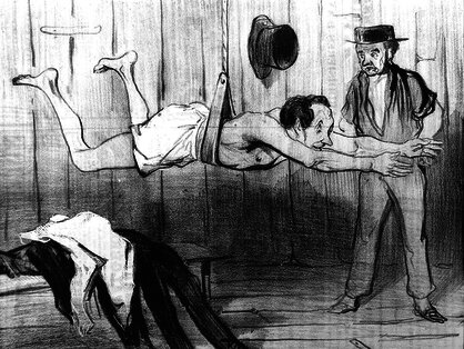 Honoré Daumier: Die Badenden – Trockenübung, Le Charivari, 30.5.1841, Römerthermen Zülpich – Museum der Badekultur
